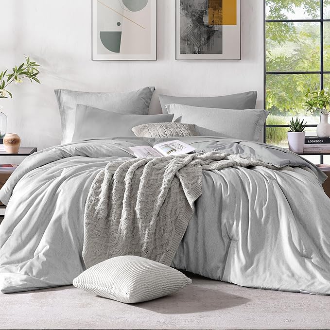 Monbix Full Size Comforter Set, Bedding Sets Full 7 Pieces, Cationic Dyeing Bed by Monbix