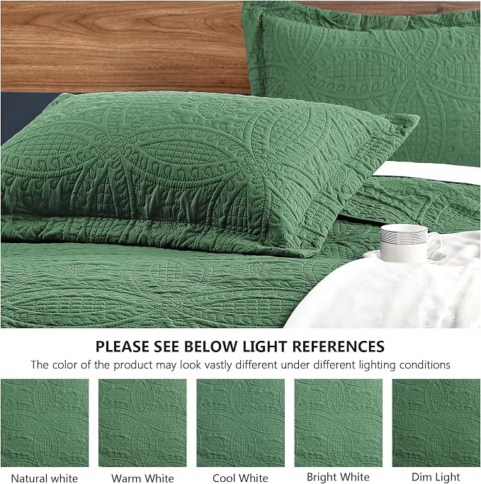 Love's cabin Twin Quilt Set Olive Green Bedspreads - Image 5