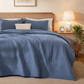 Love's cabin King Size Cotton Quilt Set, 100% Cotton Fabric Striped Textured by Lovescabin