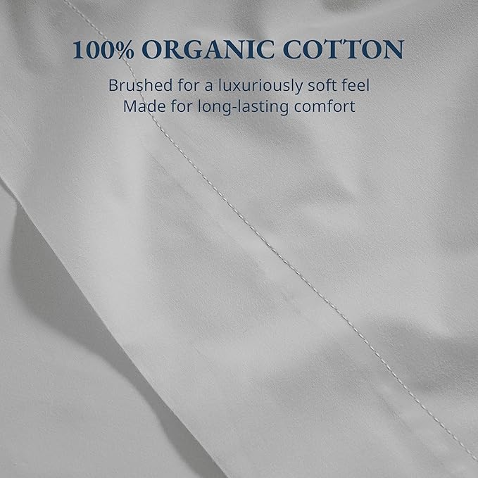 Lane Linen 100% Organic Cotton Twin XL Size Flat Sheet Only - Image 5