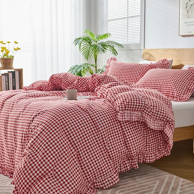 Gingham Duvet Cover Twin Size, 2 Pieces Soft Breathable Microfiber Plaid - Image 7