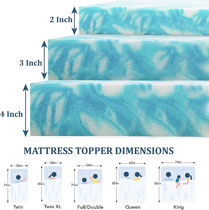 EGO Topper 4 Inch Cal King Memory Foam Mattress Topper, Gel Foam Mattress Topper - Image 3