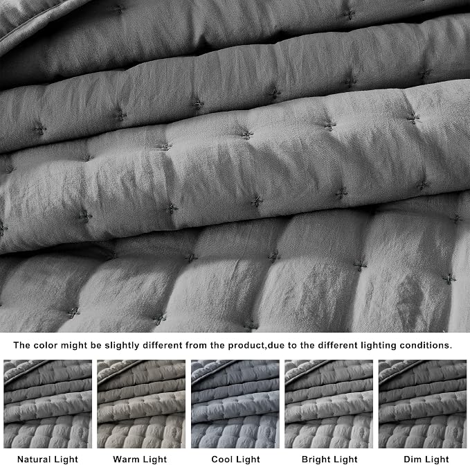 WDCOZY Dark Grey King Size Quilt Bedding Sets - Image 2