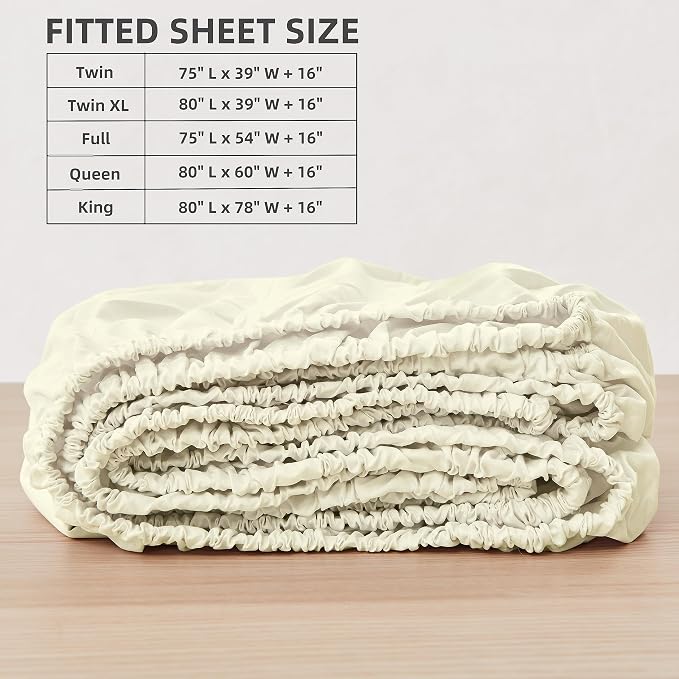 HBHLFZ Twin Fitted Sheet Only, Soft Breathable Bottom Sheet - Image 2