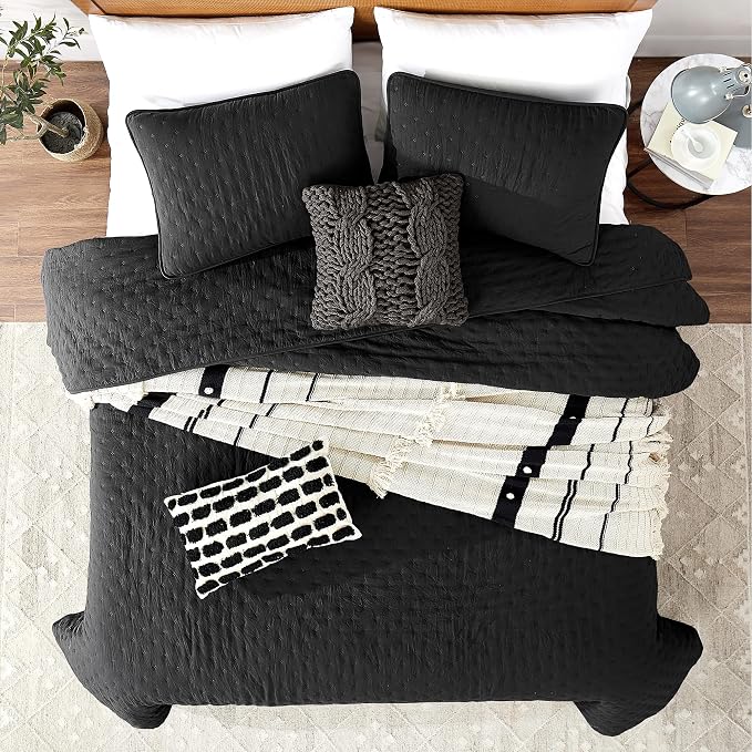 ROARINGWILD Black King Size Quilt Bedding Sets - Image 2