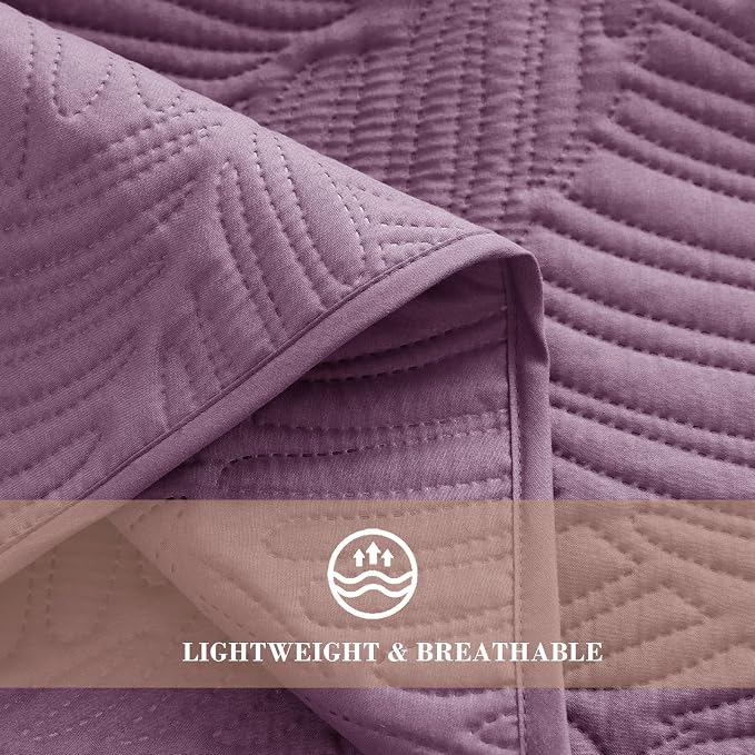 Exclusivo Mezcla California King Quilt Bedding Set, Lightweight Dusty Lavender - Image 5