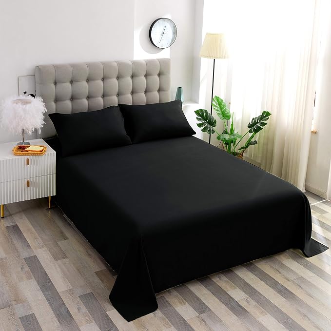 Sfoothome California King Flat Sheet Black Top Sheet, Premium Hotel 1-Piece - Image 5