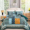 WONGS BEDDING Green Quilt Set King Size, 3 Pieces Boho Quilt Patchwork Quilt by WONGSBEDDING