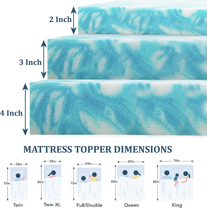 EGO Topper 4 Inch King Memory Foam Mattress Topper, Gel Foam Mattress Topper - Image 5