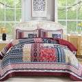 WONGS BEDDING Boho Quilt Set Queen Size, Reversible Farmhouse Floral Pattern by WONGSBEDDING