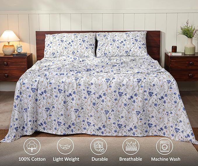 RUVANTI 100% Cotton Sheets – Full Size Percale Bedding, Cooling & Breathable - Image 3