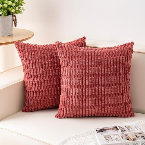 Aegero Pack of 2 Corduroy Decorative Throw Pillow Covers 18x18 InchSoft Boho by Unknown