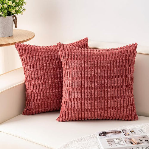 Aegero Pack of 2 Corduroy Decorative Throw Pillow Covers 16x16 Inch Soft by Unknown