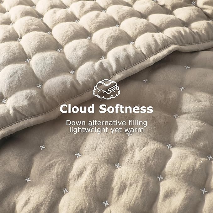 WDCOZY Beige King Size Quilt Bedding Sets - Image 4