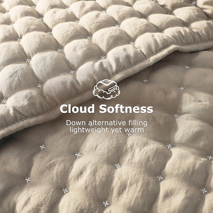 WDCOZY Beige Twin Size Quilt Bedding Sets - Image 4
