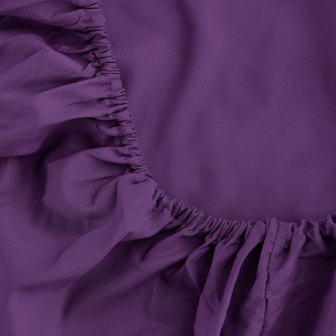 Sfoothome Fitted Bottom Sheet for Mattress, Single Full Size Purple Microfiber - Image 4