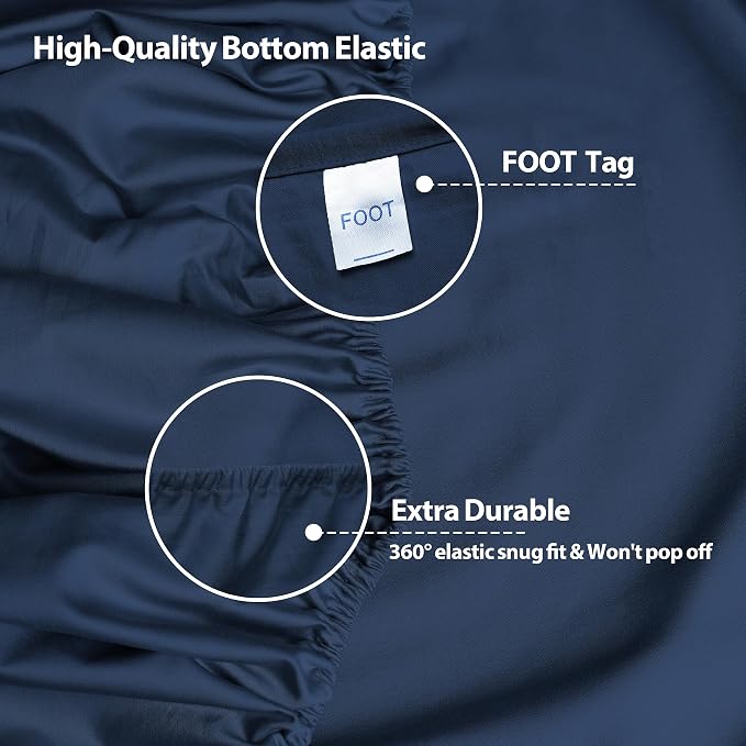 California King Size Fitted Sheet Only Navy Blue, 100% Egyptian Cotton 600 - Image 5