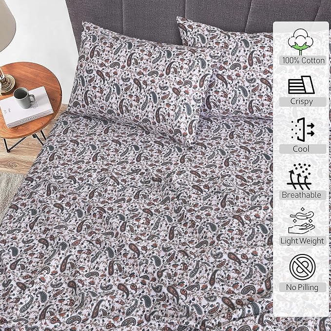 RUVANTI 100% Cotton Sheets – Queen Size Percale Bedding, Cooling & Breathable - Image 2