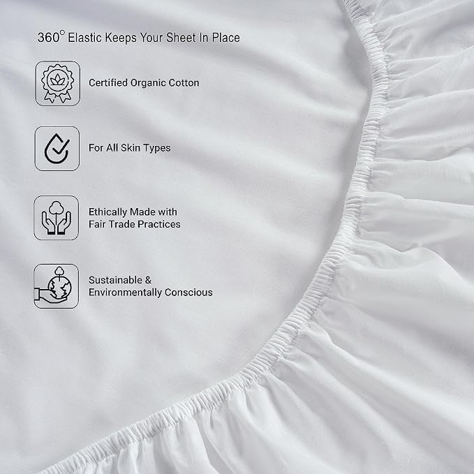 LANE LINEN 100% Organic Cotton White Twin XL Sheets Set, 3-Piece Pure Organic - Image 6
