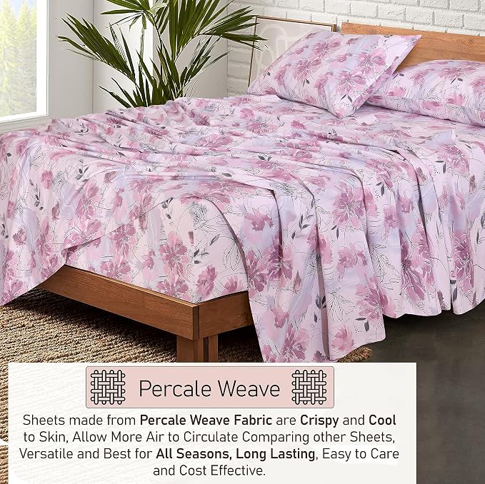 RUVANTI 100% Cotton Sheets – Queen Size Percale Bedding, Cooling & Breathable - Image 3