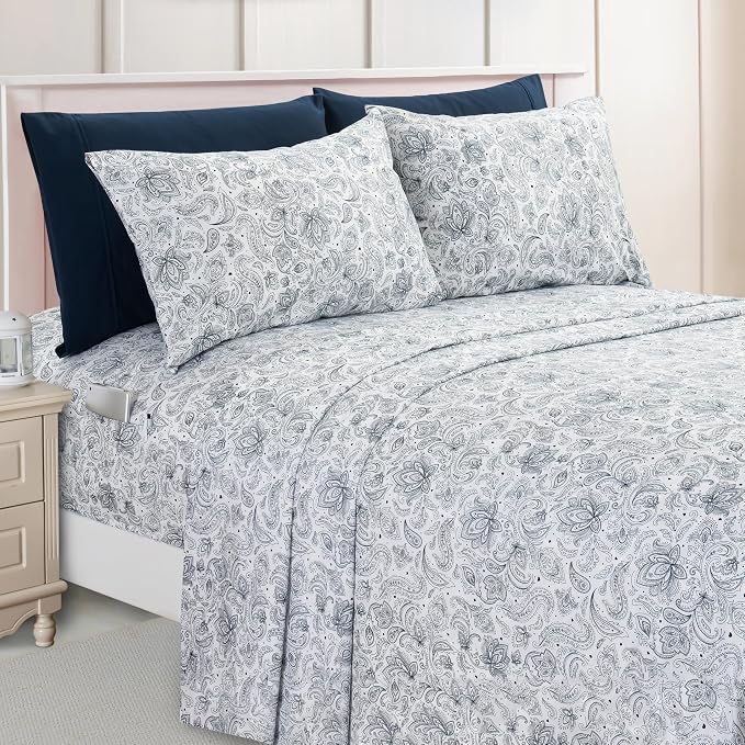 Elegant Comfort Luxury Soft Bed Sheets Paisley Pattern - Image 2