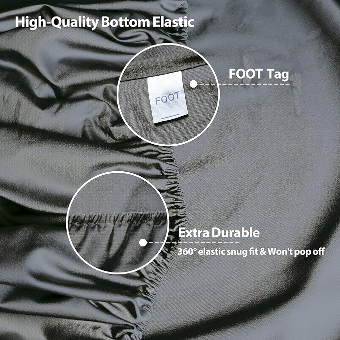Queen Size Fitted Sheet Only Dark Grey, 100% Egyptian Cotton 600 Thread Count - Image 5