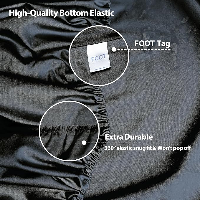Twin XL Size Fitted Sheet Only Black, 100% Egyptian Cotton 600 Thread Count - Image 6